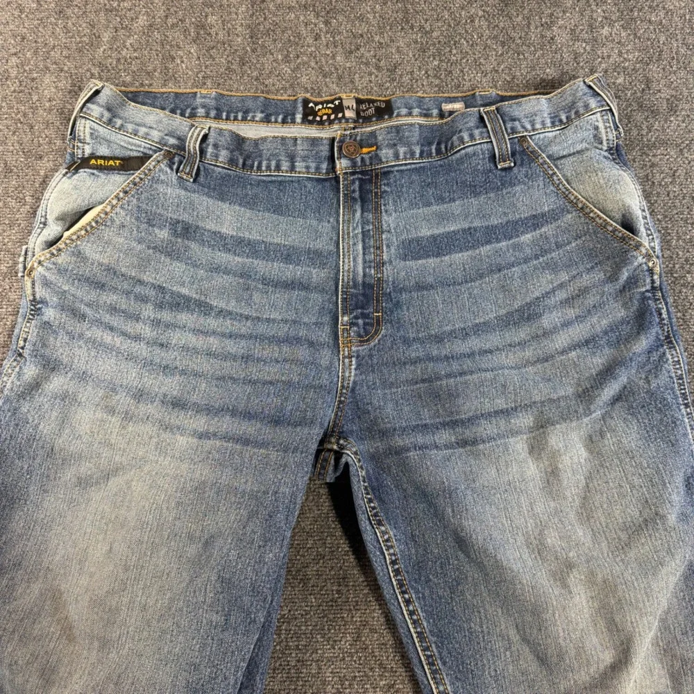 Ariat Rebar M4 Relaxed Boot Cut Jeans Mens 42x32 Medium Wash Workwear Denim